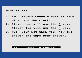 Speed Facts atari screenshot