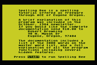Spelling Bee atari screenshot