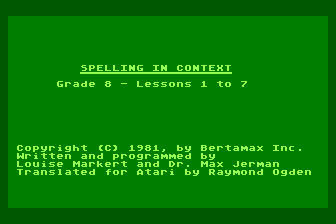 Spelling in Context - Level 8 atari screenshot