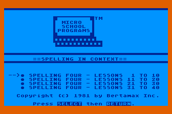 Spelling in Context - Level 4 atari screenshot