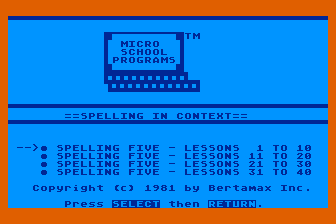 Spelling in Context - Level 5 atari screenshot