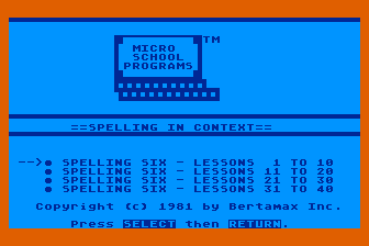 Spelling in Context - Level 6 atari screenshot