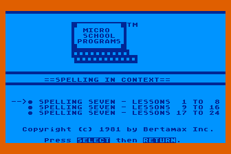 Spelling in Context - Level 7 atari screenshot