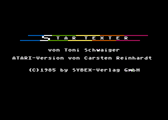 StarTexter atari screenshot