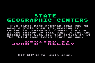 State Geographic Centers atari screenshot