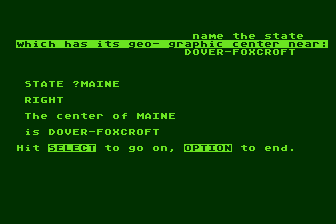 State Geographic Centers atari screenshot