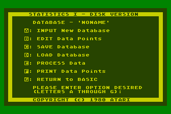 Statistics I atari screenshot