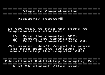 Steps to Comprehension atari screenshot