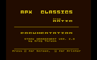 Stock Management atari screenshot