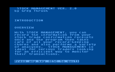 Stock Management atari screenshot