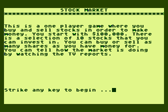 Stock Market atari screenshot
