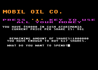 Stock Market - The Game atari screenshot
