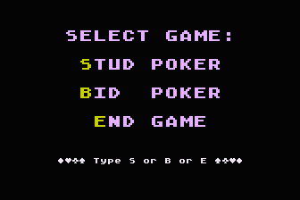 Stud Poker atari screenshot