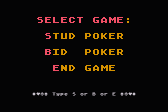 Stud Poker atari screenshot