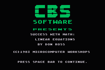 Success with Math - Linear Equations atari screenshot