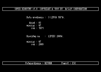 Super Biorytmy atari screenshot