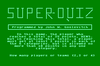 Super Quiz atari screenshot