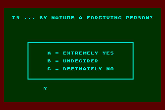 Taylor-Johnson Temperament Analysis atari screenshot