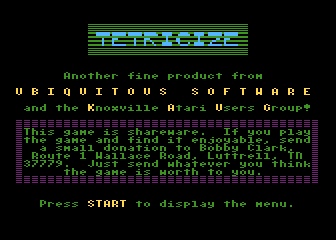 Tetricize atari screenshot