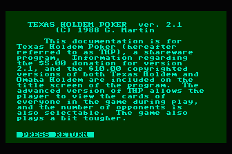 Texas Holdem Poker atari screenshot