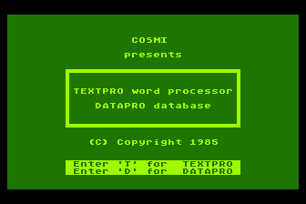 Text-Pro II / Data-Pro II atari screenshot