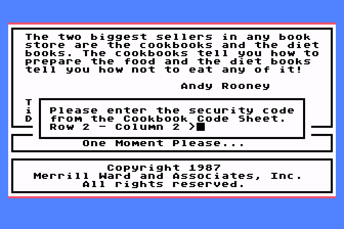 Celebrity Cookbook - Volume 1 (The) atari screenshot