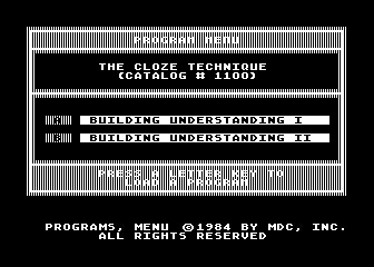 Cloze Technique for Developing Comprehension (The) atari screenshot