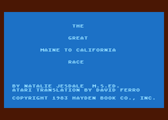 Great Maine to California Race (The) atari screenshot