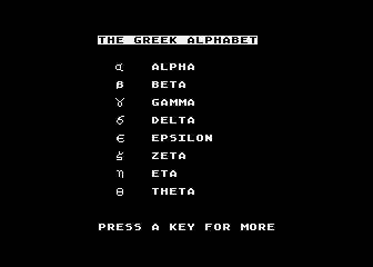 Greek Alphabet Tutor (The) atari screenshot