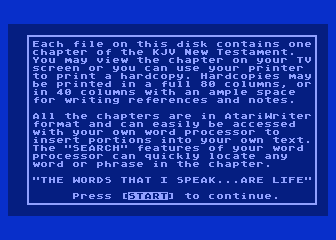 New Testament of the Holy Bible (The) atari screenshot