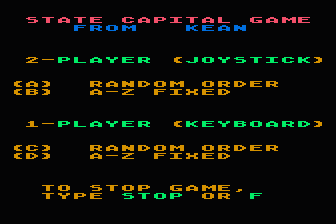 State Capitals Game (The) atari screenshot