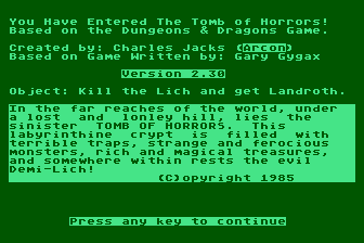 Tomb of Horrors (The) atari screenshot