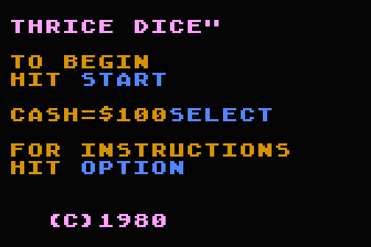 Thrice Dice atari screenshot