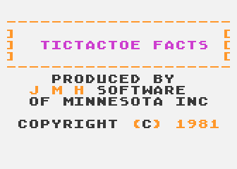 Tic-Tac-Toe Facts atari screenshot