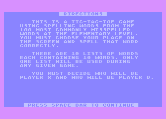 Tic-Tac-Toe Spell atari screenshot
