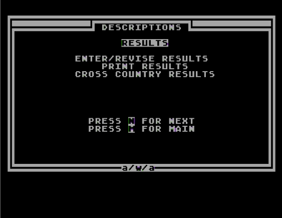 EMU Track Meet Database atari screenshot