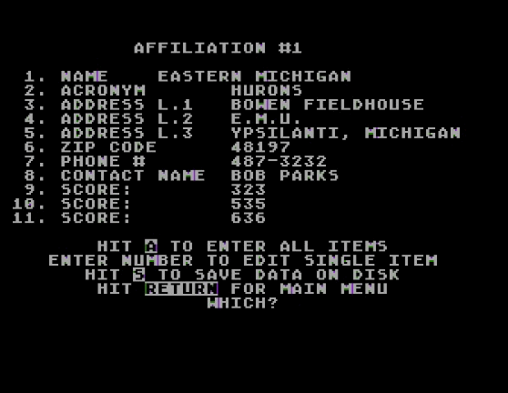 EMU Track Meet Database atari screenshot