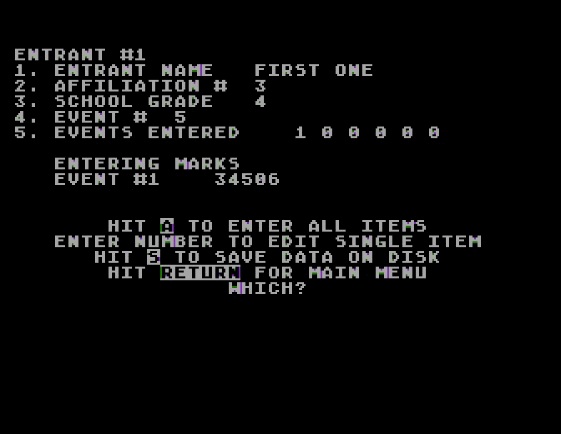 EMU Track Meet Database atari screenshot