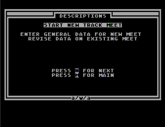 EMU Track Meet Database atari screenshot