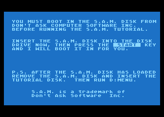 Tricky Tutorial No. 12 - The SAM Tutorial atari screenshot