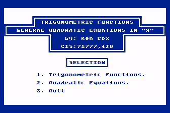 Trigonometric Functions / General Quadratic Equations in "X" — screenshot 1