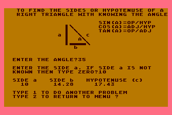 Trigonometry Program atari screenshot