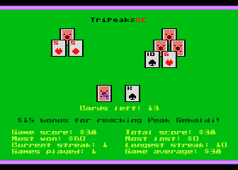 TriPeaksXE atari screenshot