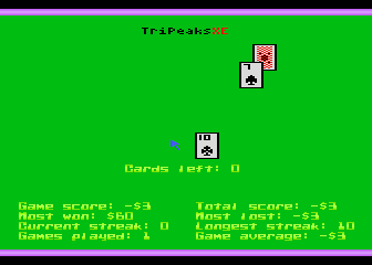 TriPeaksXE atari screenshot