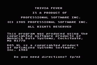 Trivia Fever atari screenshot