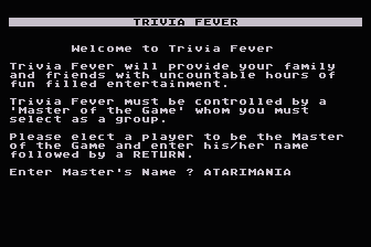 Trivia Fever atari screenshot