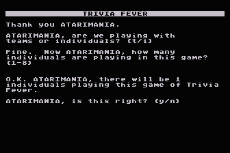 Trivia Fever atari screenshot