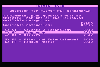 Trivia Fever atari screenshot