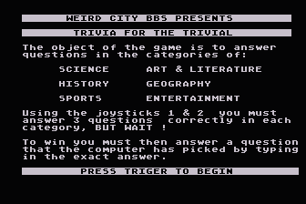 Trivia for the Trivial atari screenshot