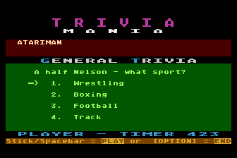 Trivia Mania atari screenshot